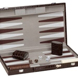 18" Deluxe Brown & Ivory Backgammon Set
