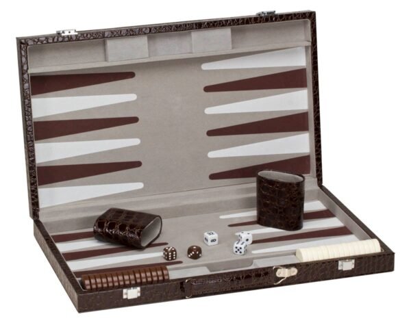 18" Deluxe Brown & Ivory Backgammon Set