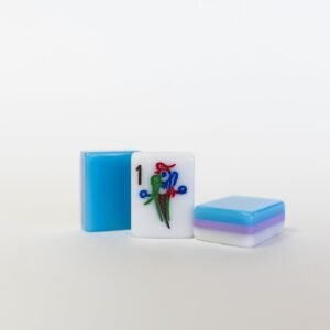 3 Layer -Light Blue/Lavender/White Hand Painted, Engraved American MahJong tile set