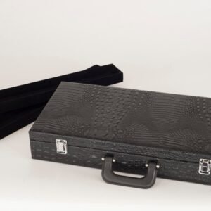 Black Patent Faux Alligator Mahjong Carrying Case