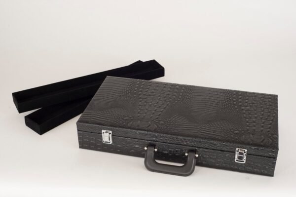 Black Patent Faux Alligator Mahjong Carrying Case
