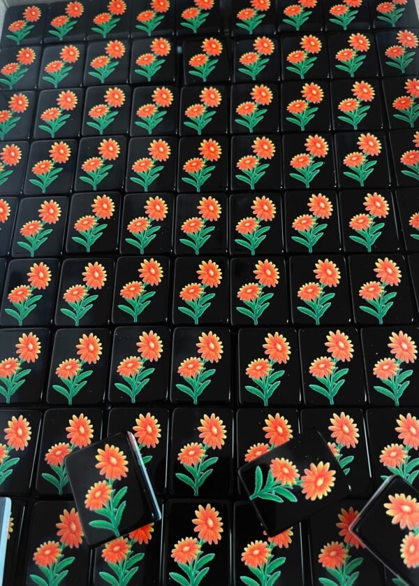 Custom Set-  3 Layer Black tile set with  Orange Gerber Daisy Flower - Image 2