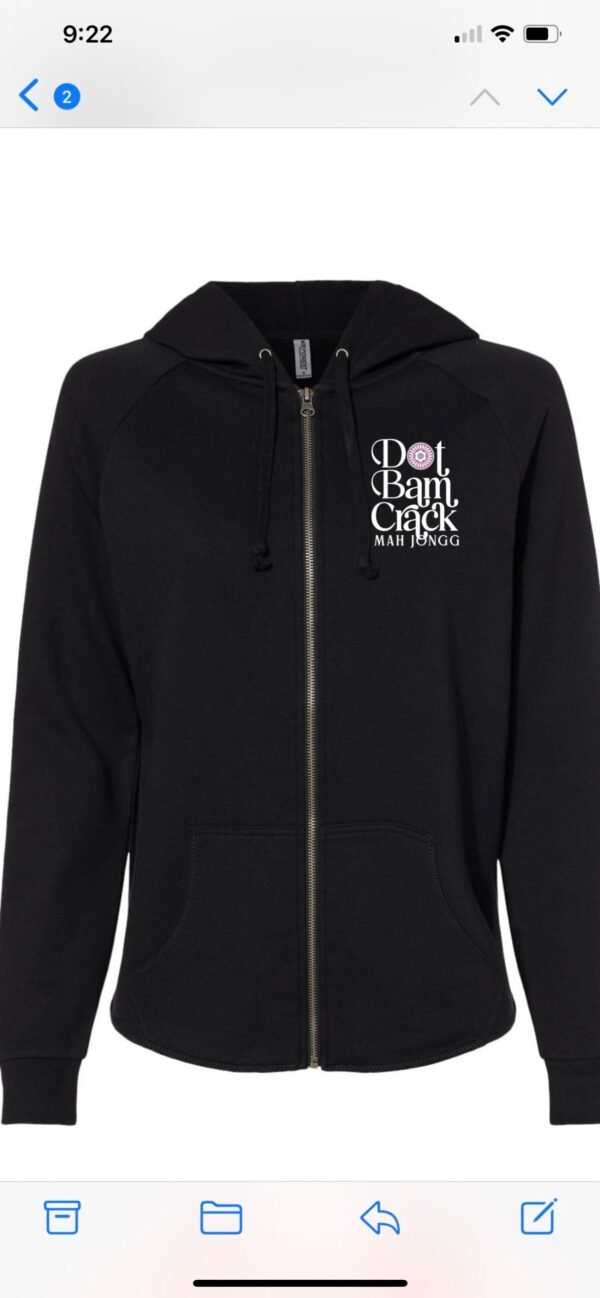 Mah Jongg Zipper Sweatshirt jacket with Hood (super soft)- 3 Color choices - Image 2