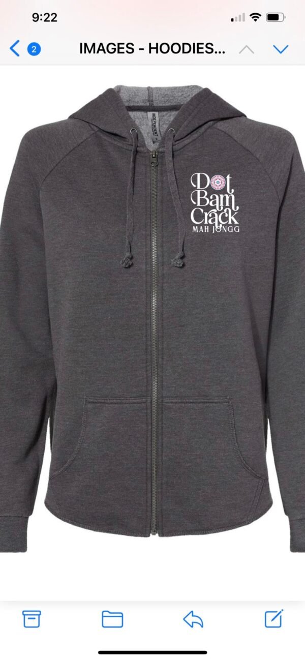 Mah Jongg Zipper Sweatshirt jacket with Hood (super soft)- 3 Color choices - Image 3