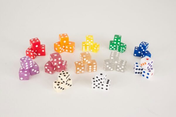 Colored and Sparkle Square Dice