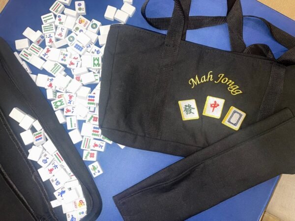 Black Shoulder bag with Mahjong  Embroidery  (also includes rack and tile bag)