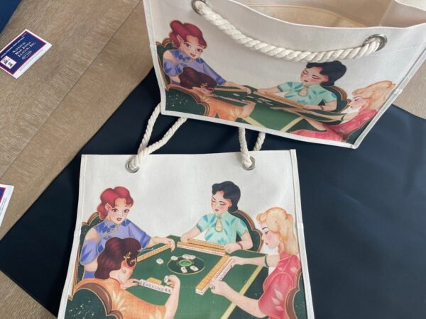 Extra Large Mahjongg Tote bag with Ladies playing Mahjongg