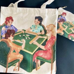 Tote with Ladies playing Mahjongg- zipper top and includes medium matching bag!