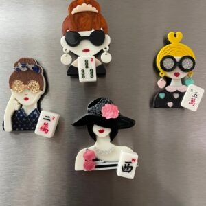 Mah Jongg Lady Magnet (magnet pin or magnetic surface)