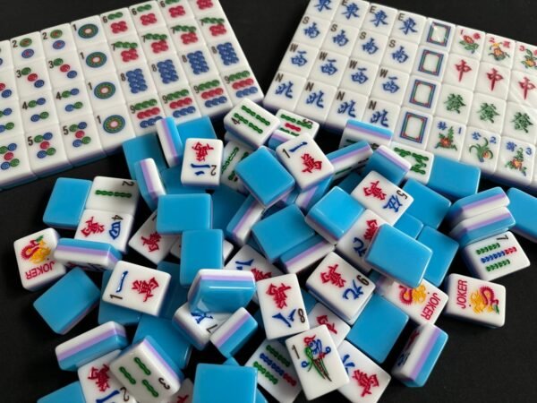 3 Layer -Light Blue/Lavender/White Hand Painted, Engraved American MahJong tile set - Image 4