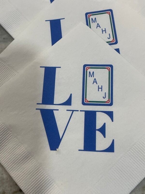 Mah Jongg Beverage Napkins : Peacock and Love Mah Jongg  (15 napkins for $18 includes shipping) - Image 2