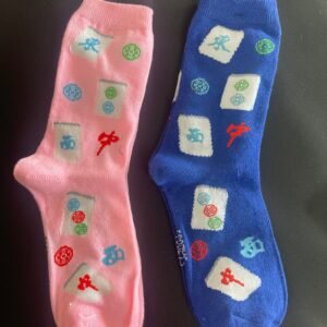 Mah Jongg socks (Pink and Royal Blue)