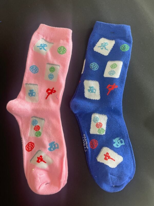 Mah Jongg socks (Pink and Royal Blue)