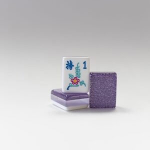 3 Layer Amythyst Sparkle Mah Jongg tiles with Pink, Turquoise, Light Blue ink