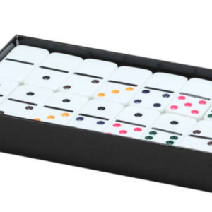 Jumbo Domino's Double 6 White with Colorful dots