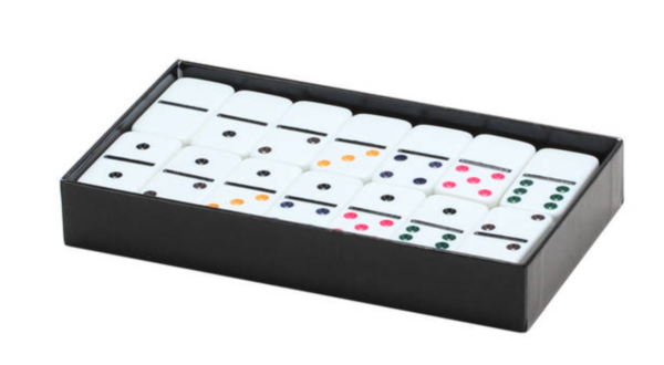 Jumbo Domino's Double 6 White with Colorful dots