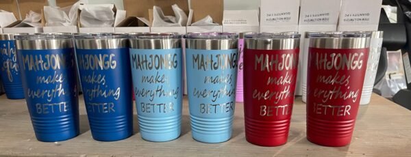 Mah Jongg Tumbler (Hot & Cold Beverages) 20 oz- 5 colors available