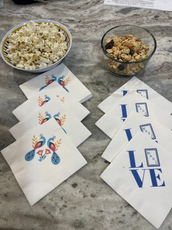 Mah Jongg Beverage Napkins : Peacock and Love Mah Jongg  (15 napkins for $18 includes shipping)